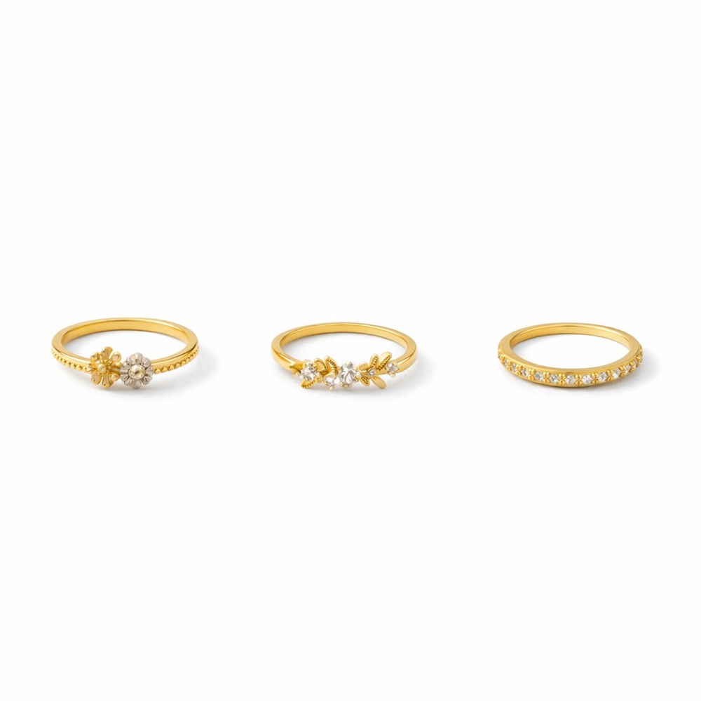 Gold and Silver Modern Stacking Rings Set
